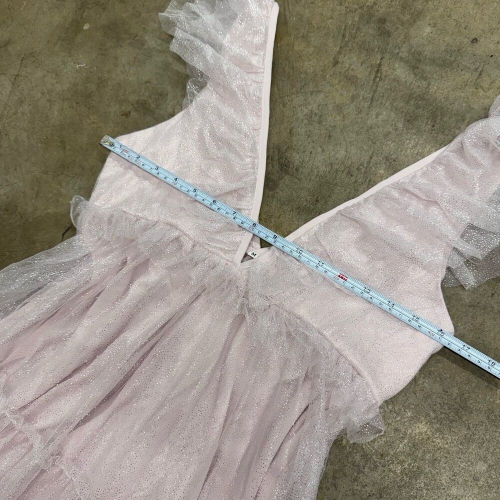 Glinda Sparkly shimmery coquette tiered ruffle pink maxi dress - Picture 5 of 8